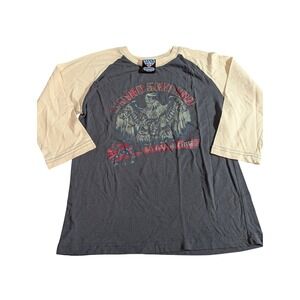 Vintage Junk Food Lynyrd Skynyrd Raglan Shirt Kids Large Free Bird Y2K 3/4 Sleev